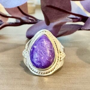 Teardrop Charoite Ring